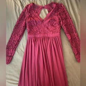 Lulus Awaken My Love Burgundy Long Sleeve Lace Maxi Dress